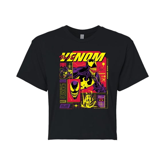 Marvel Venom - Dark Digital - Juniors Cropped Graphic T-Shirt