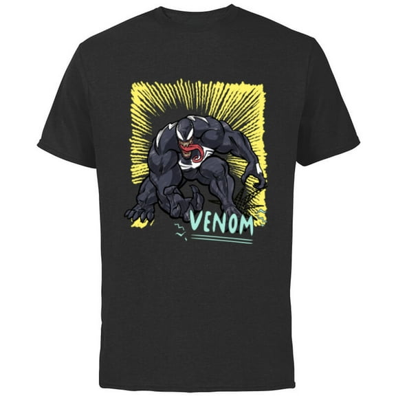 Marvel Venom Graphic Pop Marker Color - Short Sleeve Cotton T-Shirt for Adults - Customized-Black