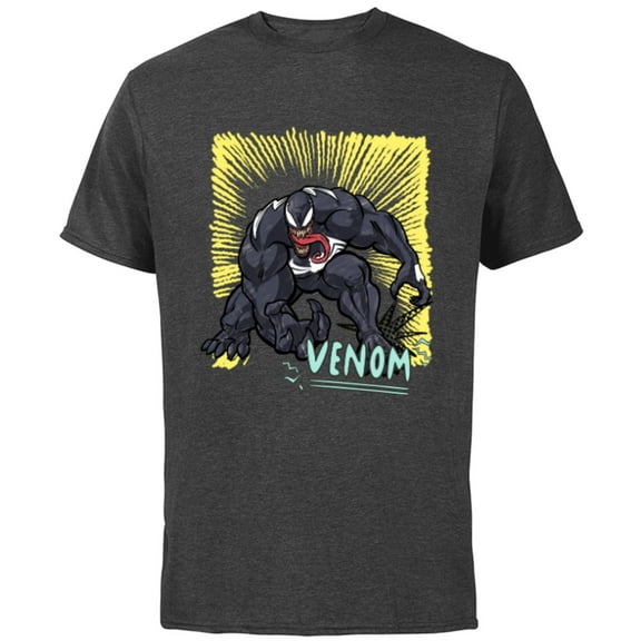 Marvel Venom Graphic Pop Marker Color - Short Sleeve Cotton T-Shirt for Adults - Customized-Charcoal