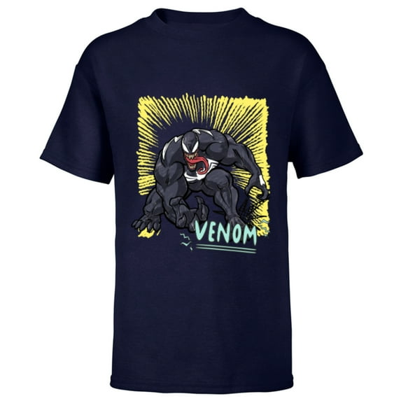 Marvel Venom Graphic Pop Marker Color - Short Sleeve T-Shirt for Kids - Customized-Navy