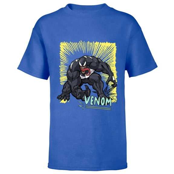 Marvel Venom Graphic Pop Marker Color - Short Sleeve T-Shirt for Kids - Customized-Royal