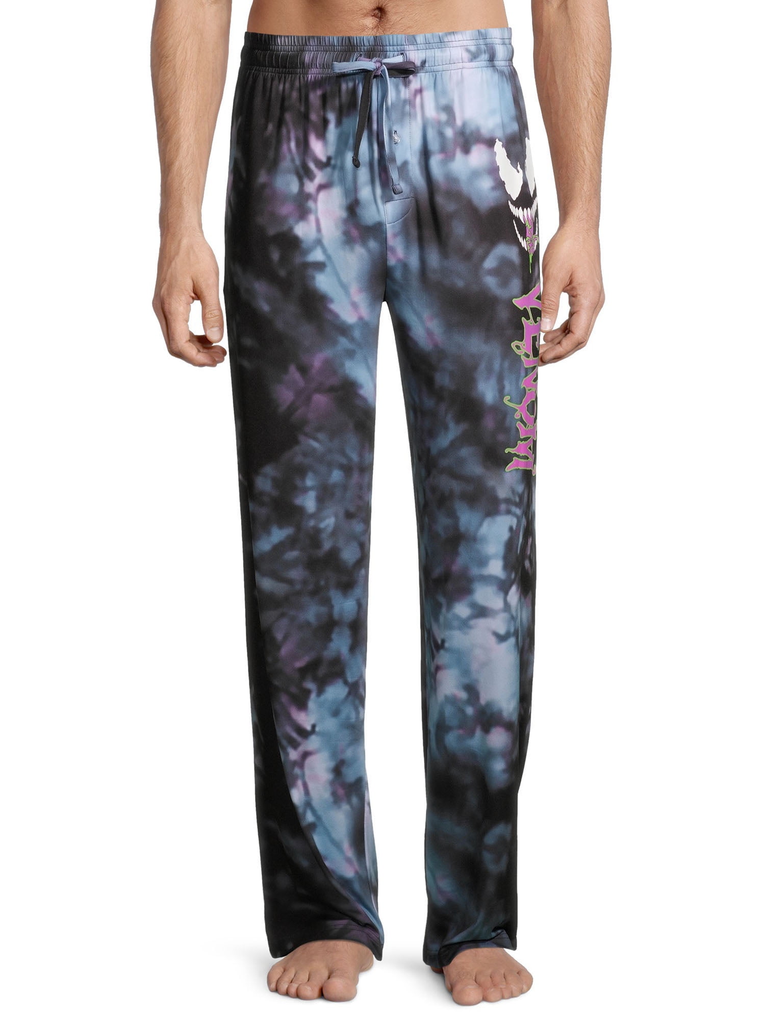 Marvel Venom Graphic Print Polyester/Spandex Men's Joggers in Black Cloud Wash, Sizes S-2XL