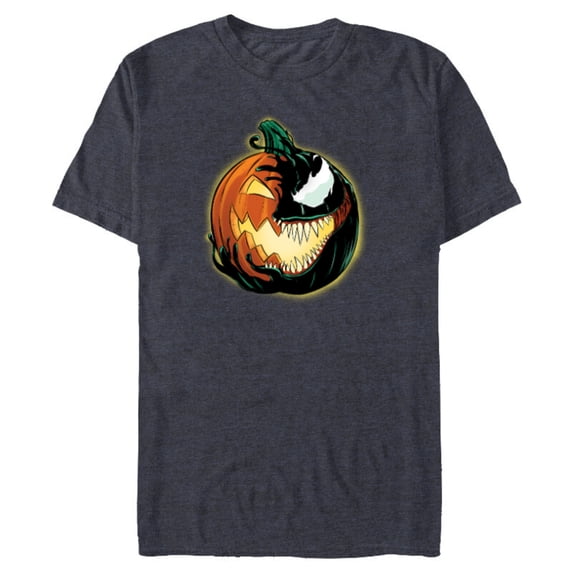 Marvel Venom Halloween Symbiote Pumpkin Jack-O’-Lantern - Short Sleeve Blended T-Shirt for Adults - Customized-Navy Heather