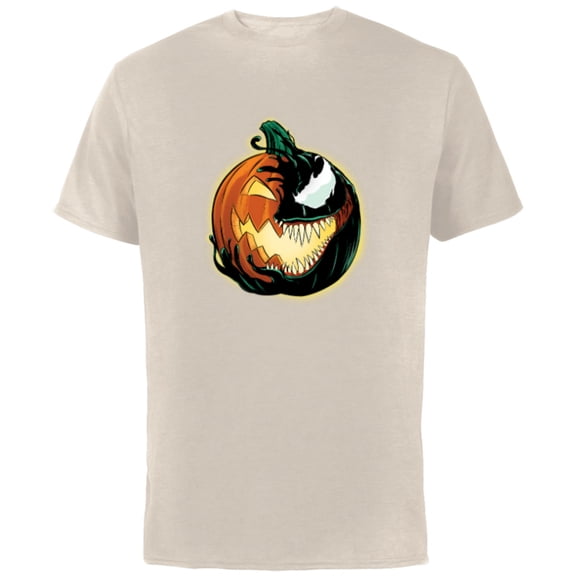 Marvel Venom Halloween Symbiote Pumpkin Jack-O’-Lantern - Short Sleeve Cotton T-Shirt for Adults - Customized-Natural