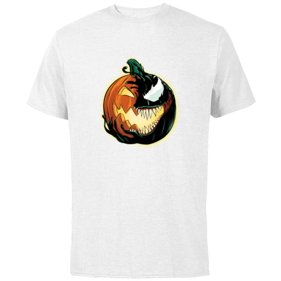 Marvel Venom Halloween Symbiote Pumpkin Jack-O’-Lantern - Short Sleeve Cotton T-Shirt for Adults - Customized-White