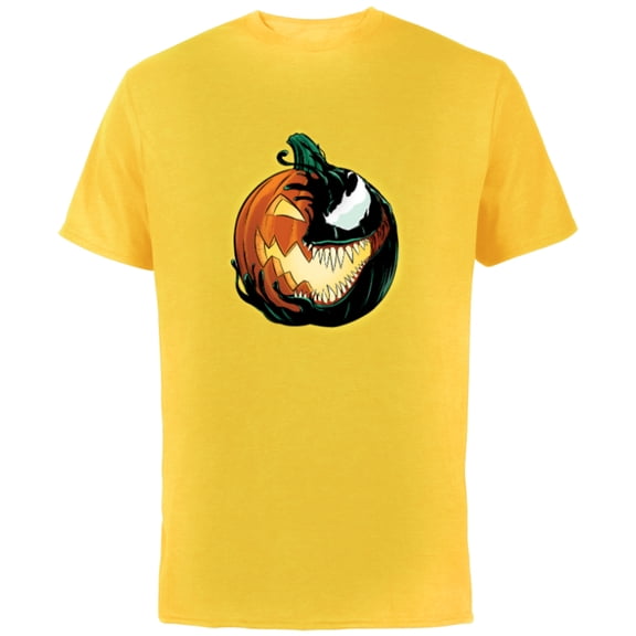 Marvel Venom Halloween Symbiote Pumpkin Jack-O’-Lantern - Short Sleeve Cotton T-Shirt for Adults - Customized-Yellow