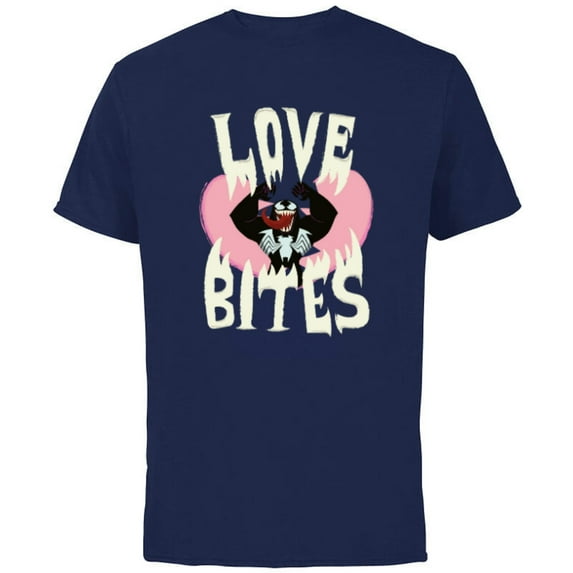 Marvel Venom Kawaii Love Bites - Short Sleeve Cotton T-Shirt for Adults - Customized-Navy