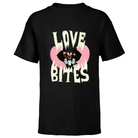 Marvel Venom Kawaii Love Bites - Short Sleeve T-Shirt for Kids - Customized-Black