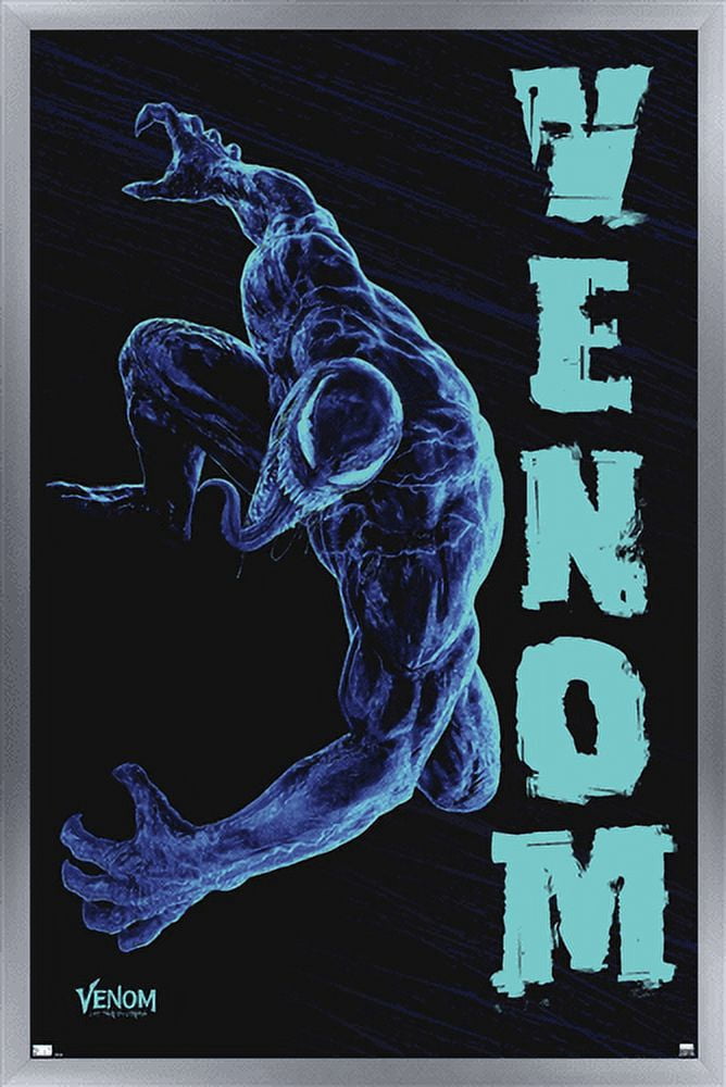 Marvel Venom: Let There be Carnage - Black and Blue Wall Poster, 22.375" x 34", Framed