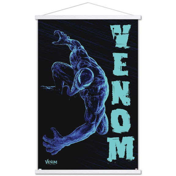 Marvel Venom: Let There be Carnage - Black and Blue Wall Poster with Wooden Magnetic Frame, 22.375" x 34"