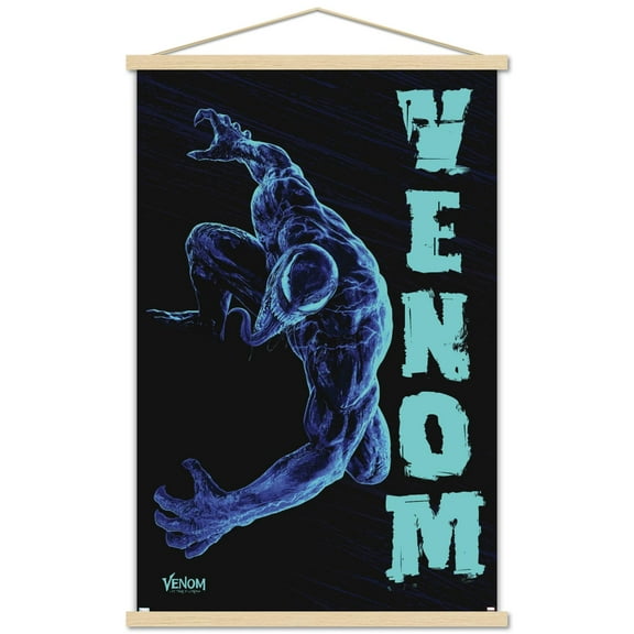 Marvel Venom: Let There be Carnage - Black and Blue Wall Poster with Wooden Magnetic Frame, 22.375" x 34"