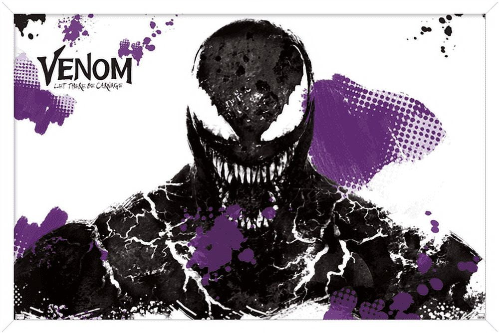 Marvel Venom: Let There be Carnage - Black and Purple Wall Poster, 14.725" x 22.375", Framed