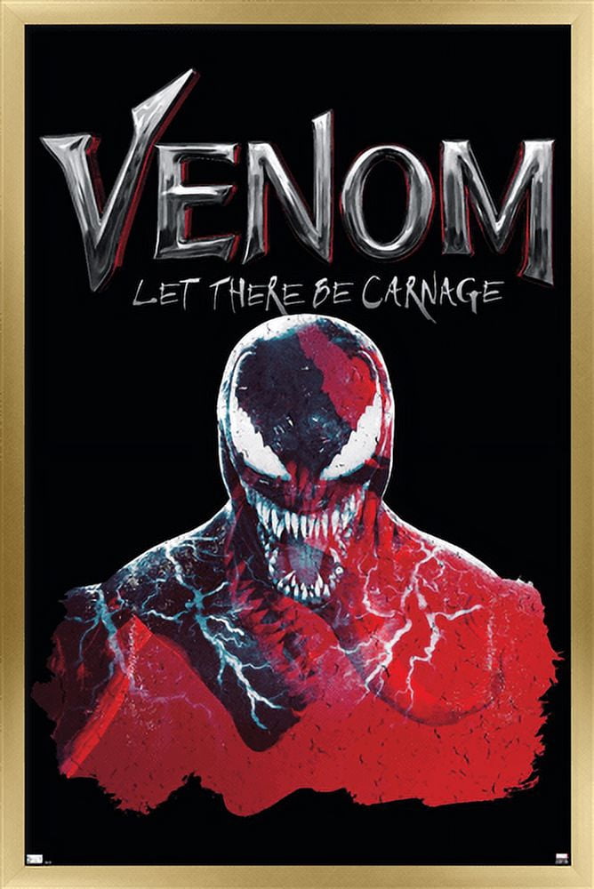 Marvel Venom: Let There be Carnage - Black and Red Wall Poster, 14.725" x 22.375", Framed