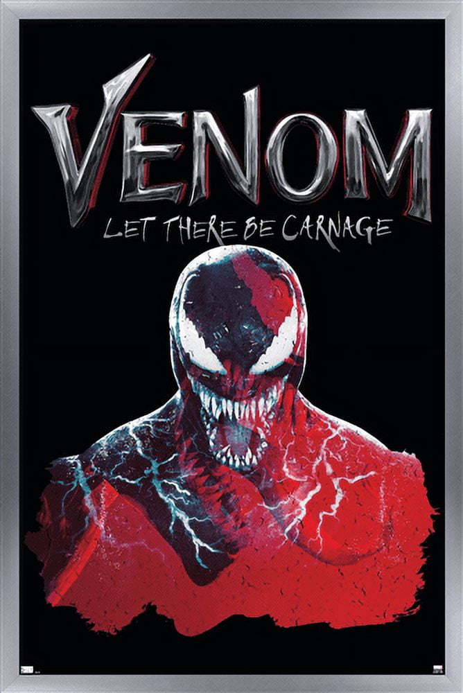 Marvel Venom: Let There be Carnage - Black and Red Wall Poster, 22.375" x 34", Framed