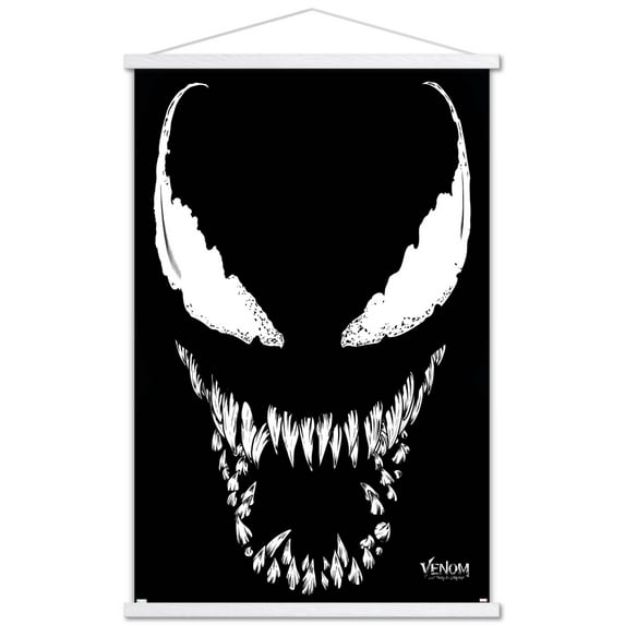 Marvel Venom: Let There be Carnage - Face Wall Poster with Wooden Magnetic Frame, 22.375" x 34"