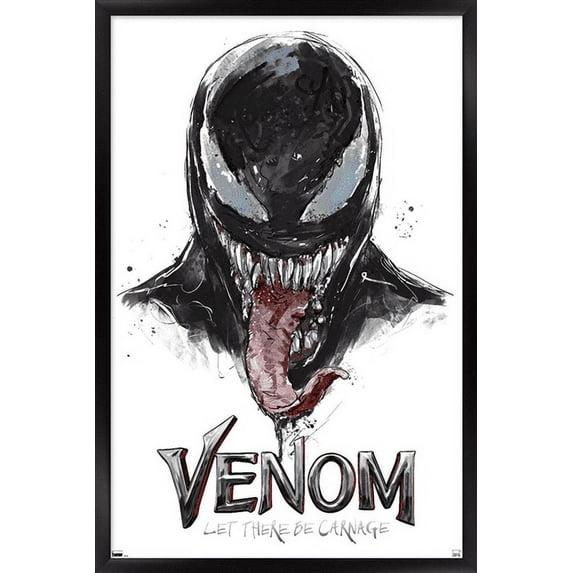 Marvel Venom: Let There be Carnage - Illustration with Tongue Wall Poster, 14.725" x 22.375", Framed