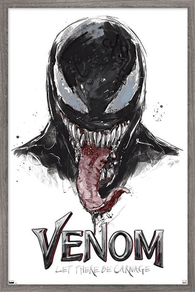 Marvel Venom: Let There be Carnage - Illustration with Tongue Wall Poster, 14.725" x 22.375", Framed
