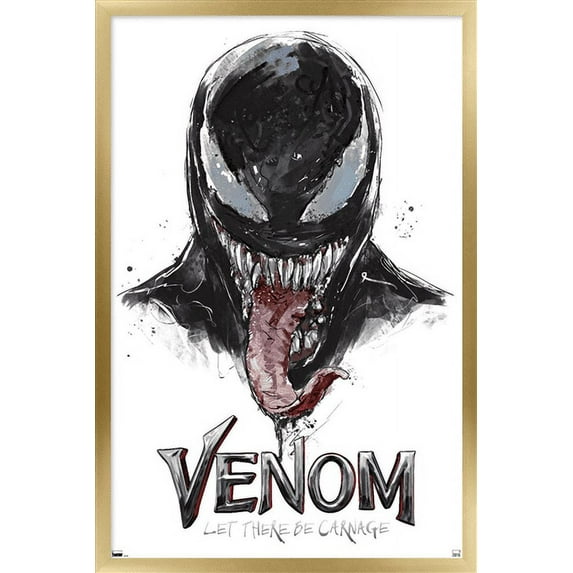 Marvel Venom: Let There be Carnage - Illustration with Tongue Wall Poster, 14.725" x 22.375", Framed