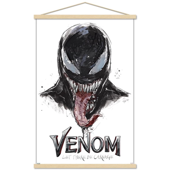 Marvel Venom: Let There be Carnage - Illustration with Tongue Wall Poster with Wooden Magnetic Frame, 22.375" x 34"