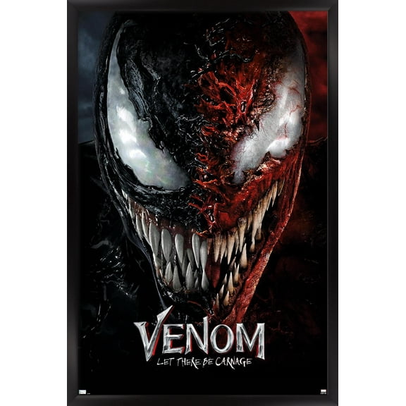 Marvel Venom: Let There be Carnage - Split Face One Sheet Wall Poster, 22.375" x 34" Framed