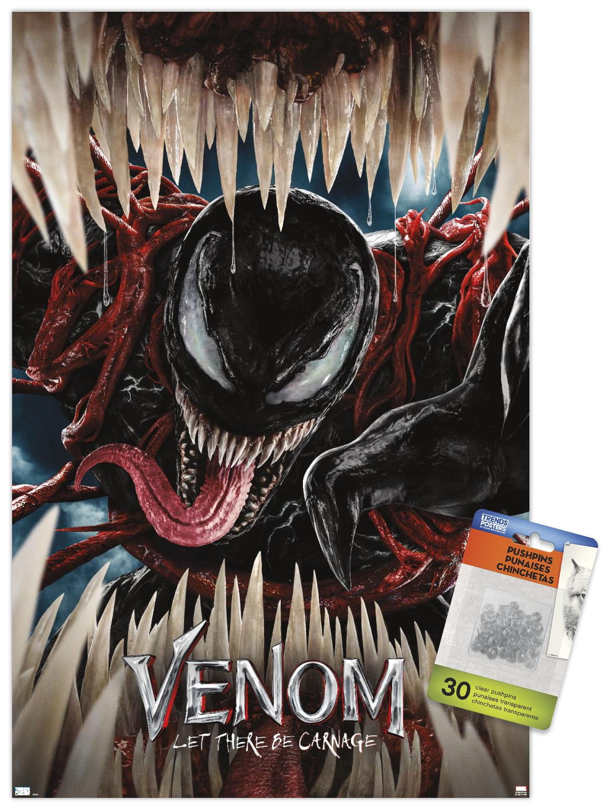 Marvel Venom: Let There be Carnage - Teaser Wall Poster with Push Pins, 14.725" x 22.375"