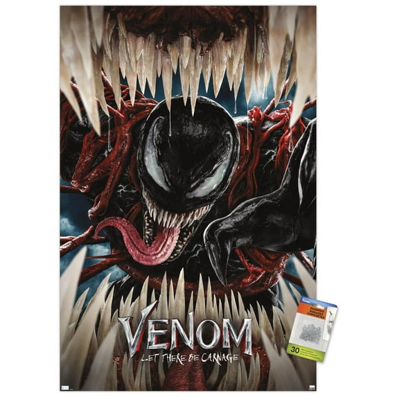 Marvel Venom: Let There be Carnage - Teeth One Sheet Wall Poster with Pushpins, 22.375" x 34"