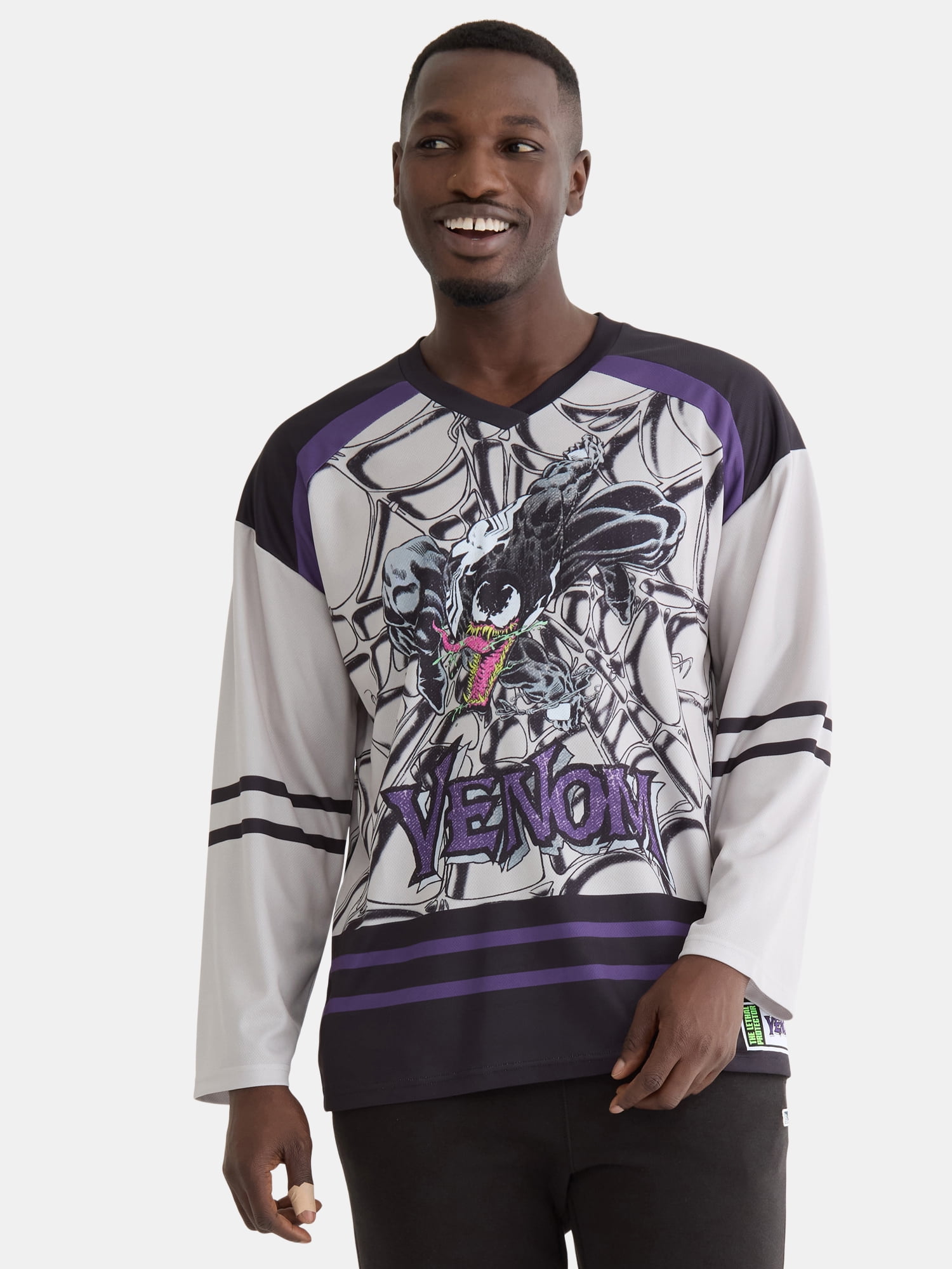 Marvel Venom Men's & Big Men's Graphic Hockey Jersey with Long