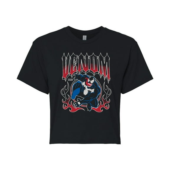 Marvel Venom - Metal Tee Style - Juniors Cropped Graphic T-Shirt