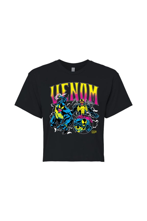 Venom - Neon - Juniors Cropped Graphic T-Shirt
