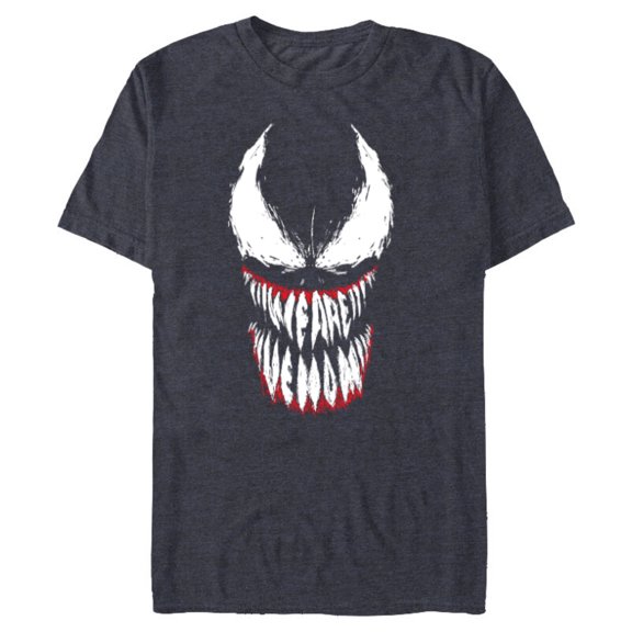 Marvel Venom We Are Venom Face Grin - Short Sleeve Blended T-Shirt for Adults- Customized-Navy Heather