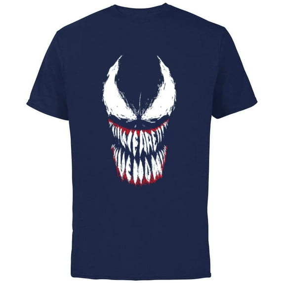 Marvel Venom We Are Venom Face Grin - Short Sleeve Cotton T-Shirt for Adults- Customized-Athletic Navy