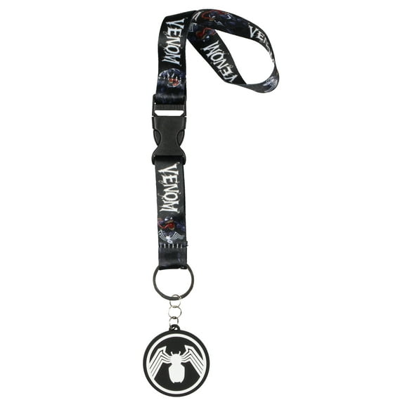 Marvel Venom Wristlet Strap Lanyard for Keys with 2" Rubber Keychain Hand and Wrist Lanyard Strap ID Badge Holder