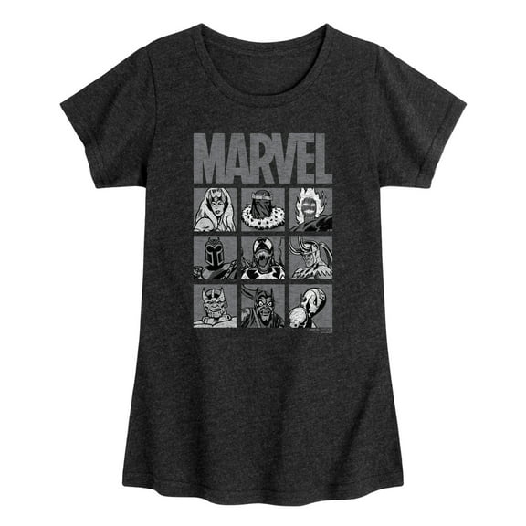 Marvel - Villain Grid - Toddler And Youth Girls Fitted Short Sleeve Graphic T-Shirt