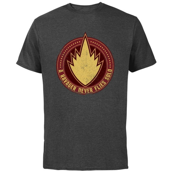 Marvel WHAT IF…? A Ravager Never Flies Solo Badge Standard - Short Sleeve Cotton T-Shirt for Adults - Customized-Charcoal