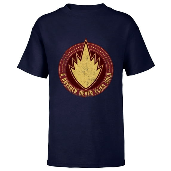 Marvel WHAT IF…? A Ravager Never Flies Solo Badge Standard - Short Sleeve T-Shirt for Kids – Customized-Navy