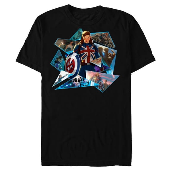Marvel WHAT IF…? Captain Carter Collage - Short Sleeve Blended T-Shirt for Adults – Customized-Black