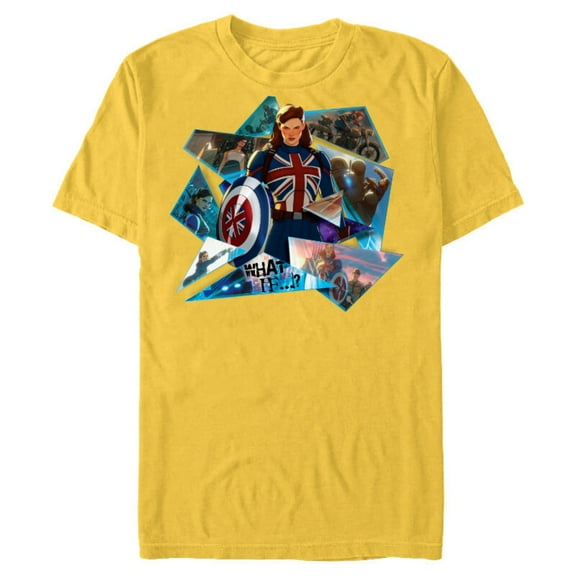 Marvel WHAT IF…? Captain Carter Collage - Short Sleeve Blended T-Shirt for Adults – Customized-Yellow