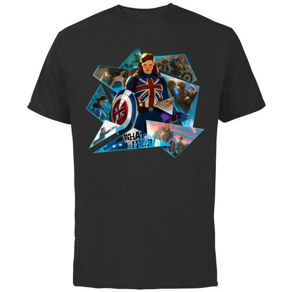 Marvel WHAT IF…? Captain Carter Collage - Short Sleeve Cotton T-Shirt for Adults - Customized-Black