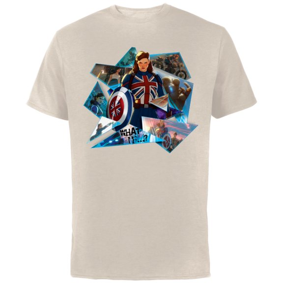 Marvel WHAT IF…? Captain Carter Collage - Short Sleeve Cotton T-Shirt for Adults - Customized-Natural