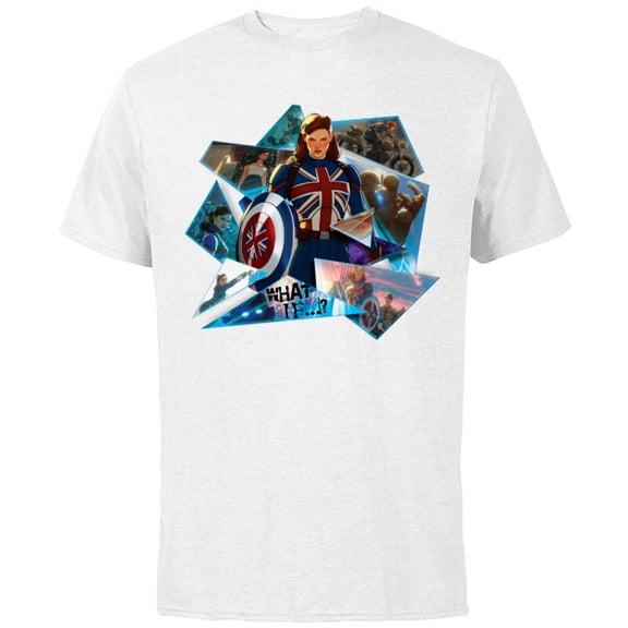 Marvel WHAT IF…? Captain Carter Collage - Short Sleeve Cotton T-Shirt for Adults - Customized-White
