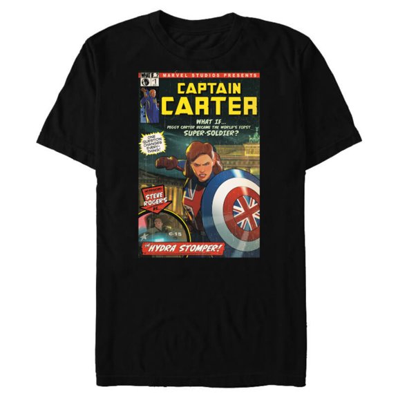Marvel WHAT IF…? Captain Carter Comic Cover - Short Sleeve Blended T-Shirt for Adults – Customized-Black