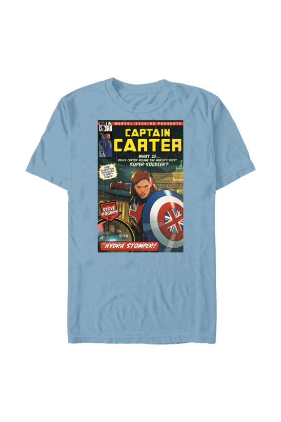 WHAT IF…? Captain Carter Comic Cover - Short Sleeve Blended T-Shirt for Adults – Customized-Ocean Blue