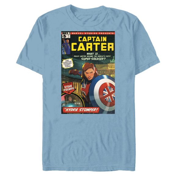 Marvel WHAT IF…? Captain Carter Comic Cover - Short Sleeve Blended T-Shirt for Adults – Customized-Ocean Blue
