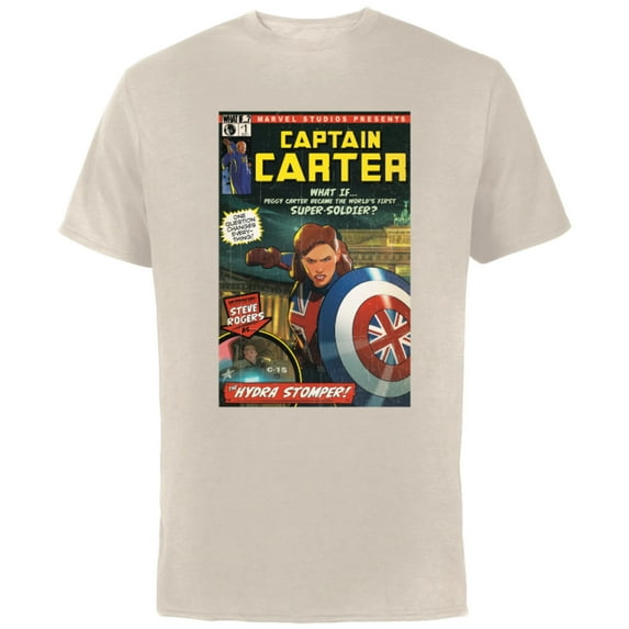 Marvel WHAT IF…? Captain Carter Comic Cover - Short Sleeve Cotton T-Shirt for Adults - Customized-Natural
