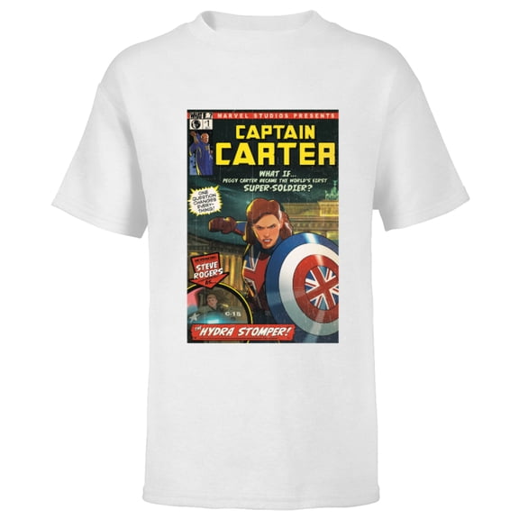 Marvel WHAT IF…? Captain Carter Comic Cover - Short Sleeve T-Shirt for Kids – Customized-White