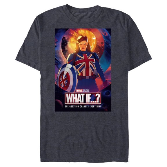 Marvel WHAT IF…? Captain Carter Poster - Short Sleeve Blended T-Shirt for Adults – Customized-Navy Heather