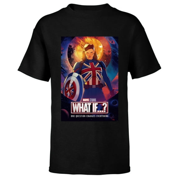 Marvel WHAT IF…? Captain Carter Poster - Short Sleeve T-Shirt for Kids – Customized-Black