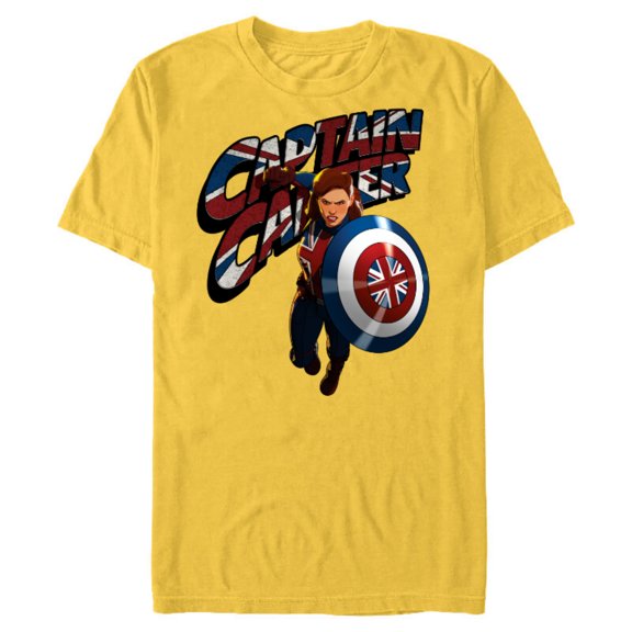 Marvel WHAT IF…? Captain Carter Union Jack - Short Sleeve Blended T-Shirt for Adults – Customized-Yellow