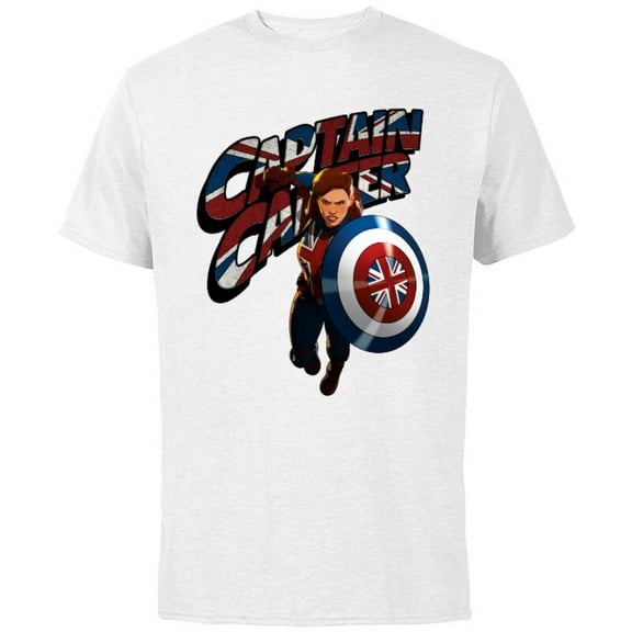 Marvel WHAT IF…? Captain Carter Union Jack - Short Sleeve Cotton T-Shirt for Adults - Customized-White