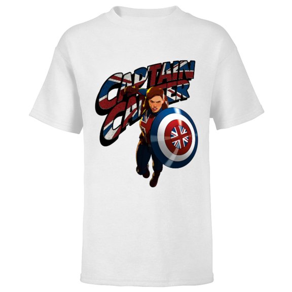 Marvel WHAT IF…? Captain Carter Union Jack - Short Sleeve T-Shirt for Kids – Customized-White